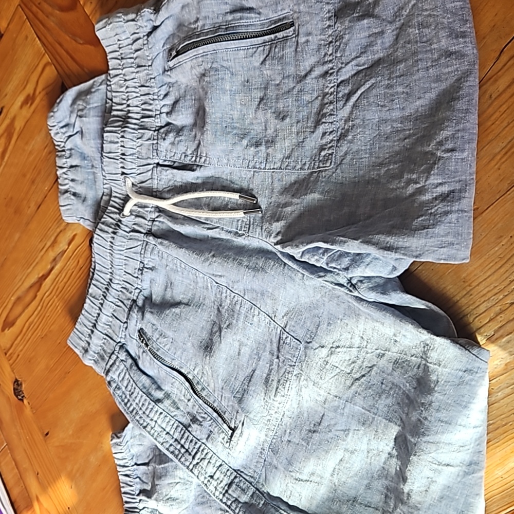 Athleta 100% Linen Joggers light blue